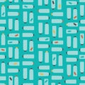 Vector Illustration: Seamless Pattern: Death Fishes in Plastic Bottles on Light Blue Background