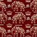 Seamless pattern with decorated elephants