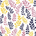Seamless pattern of decorative branches with leaves