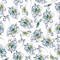Seamless pattern with decorative feathers. Peacock feather. Royalty Free Stock Photo