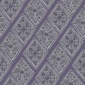 Seamless pattern with decorative figures on violet background.