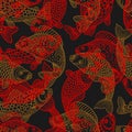 Seamless pattern with decorative fish. Background made without clipping mask. Easy to use for backdrop, textile Royalty Free Stock Photo