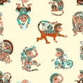 Seamless pattern with decorative monkey animal Royalty Free Stock Photo
