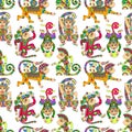 Seamless pattern with decorative monkey animal Royalty Free Stock Photo