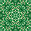 Seamless pattern. Decorative pattern in beautiful beige and emerald colors. Vector illustration