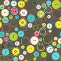 Seamless Pattern with Decorative Sewing Buttons over Brown