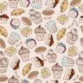 Seamless pattern. Decorative sweet cakes