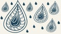 Seamless pattern of decorative water drops, vector design Generative AI Royalty Free Stock Photo