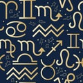 Seamless pattern with decorative zodiac sign and stars Royalty Free Stock Photo