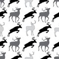 Seamless pattern with deer gray and black and wite