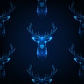 Seamless pattern with deer head with antlers on dark blue background. Royalty Free Stock Photo