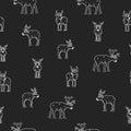 Seamless pattern of Deers in different poses. Chalk drawings Royalty Free Stock Photo