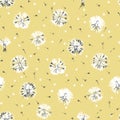 Seamless pattern with delicate dandelion flower heads on beige background Royalty Free Stock Photo
