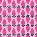 Seamless pattern of delicious chocolate covered strawberries on a pink background.