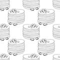 Seamless pattern of Delicious pancake with blueberry. illustration on white background Royalty Free Stock Photo