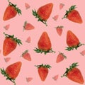 Seamless pattern, Delicious, ripe, strawberries. Simple strawberry pattern. For textiles, wallpaper and packaging