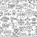 Seamless pattern with demon symbols and their sigils. Occult sings collection