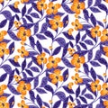 Seamless pattern with dense floral arrangement. Vector