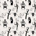 Seamless Pattern with Dental instruments and teeth hygiene items Royalty Free Stock Photo