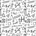 Seamless pattern depicting mathematical and chemical formulas Royalty Free Stock Photo