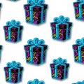 Vibrant black Gift Boxes Seamless Pattern Design on white background Royalty Free Stock Photo