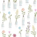 Seamless pattern design with floral pots