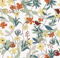 Seamless pattern design of plain flat flower