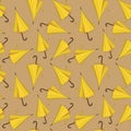 Seamless pattern design with yellow beach umbrellas