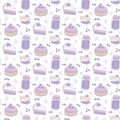Seamless pattern desserts made from blueberry
