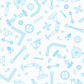 Seamless pattern with the details and gears for construction Robotics. Vector illustration