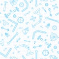 Seamless pattern with the details and gears for construction Robotics. Vector illustration