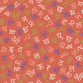 Seamless pattern with Devanagari alphabet. Sanskrit,Hindi, Marathi,Nepali,Bihari,Bhili, Konkani, Bhojpuri,Newari languages. Simple Royalty Free Stock Photo