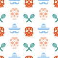 Seamless pattern for Dia de los muertos - mexican holiday Day of the dead. Royalty Free Stock Photo