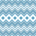 Seamless pattern with diagonal blue zigzag stripes