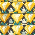 Seamless pattern with diamonds in retro style. Vector illustration. Generative AI Royalty Free Stock Photo