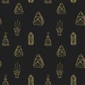 Seamless pattern. Different Arabic Lanterns or Fanous. Vector background.