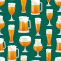 Seamless pattern with beer mugs