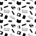 Seamless pattern with different books silhouette on white background Royalty Free Stock Photo