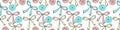 Seamless pattern with different bows, ribbons, clothes buttons. Cute fun color vector background, texture