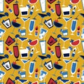 Seamless pattern with different cocktail glasses