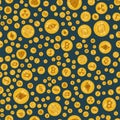 Seamless pattern different cryptocurrency icon