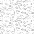 Seamless pattern with different cute dinosaurs Royalty Free Stock Photo