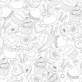 Seamless pattern of different desserts