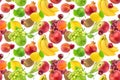 Seamless pattern of different fruits and berries