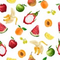 Seamless pattern of different fruits in a Royalty Free Stock Photo