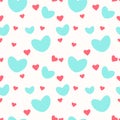 A seamless pattern with different mint and pink hearts Royalty Free Stock Photo