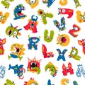 Seamless pattern of different monsters
