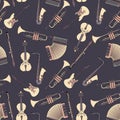 Seamless pattern with different music instruments. Royalty Free Stock Photo