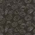 Seamless pattern with different pastry.