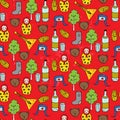 Seamless pattern with different russian elements.